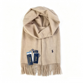 Polo Ralph Lauren Pony Embroidered Tassel Scarf Beige
