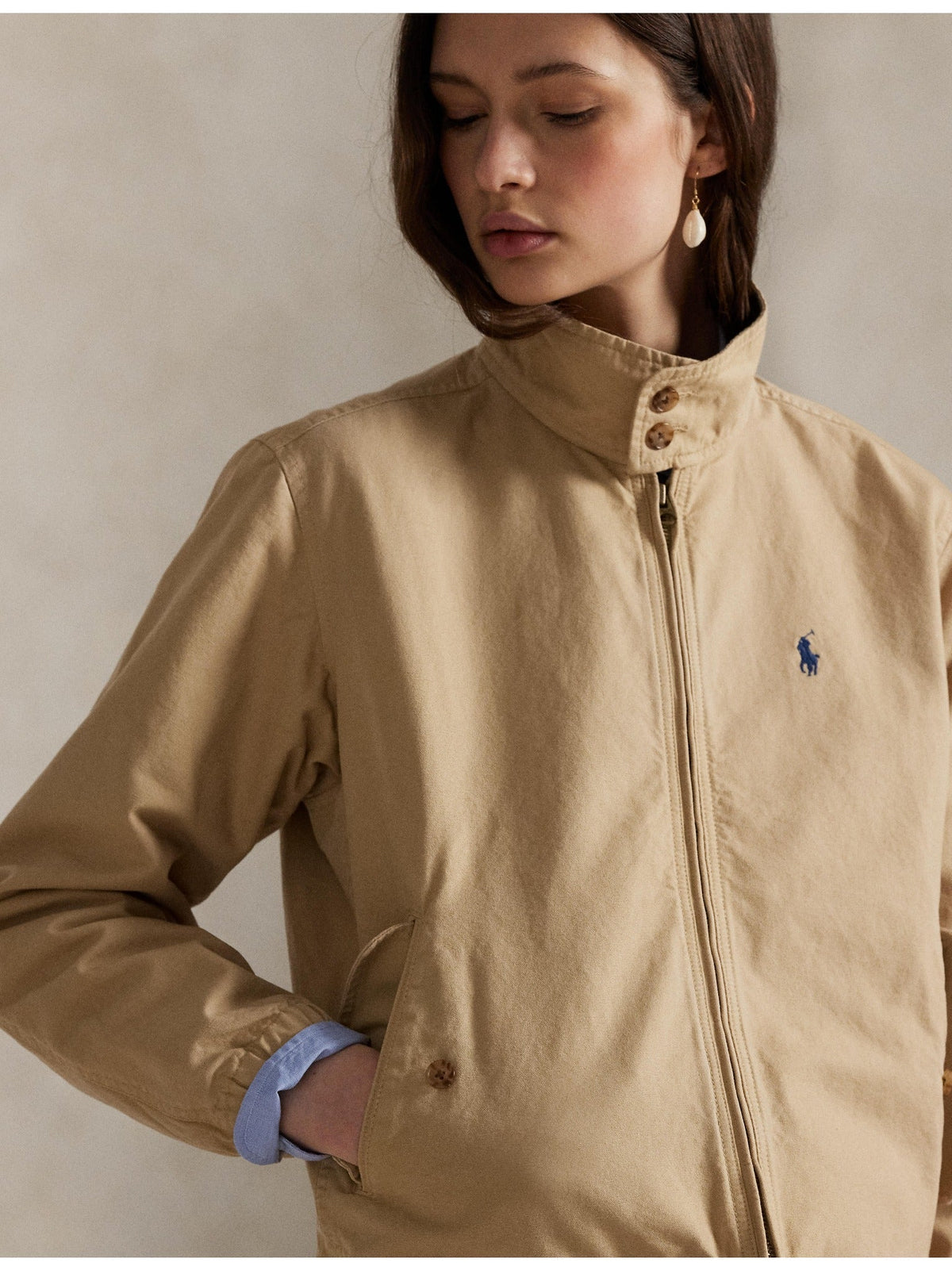 RALPH LAUREN WOMEN Cotton Canvas Jacket Vintage Khaki