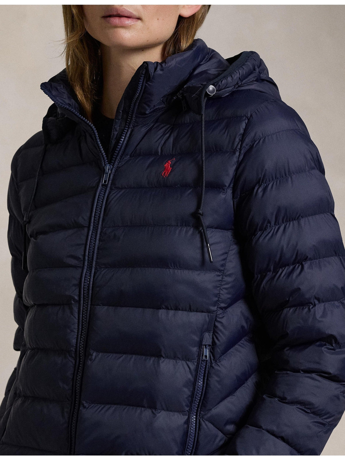 RALPH LAUREN WOMEN Water-Resistant Packable Hooded Jacket Navy
