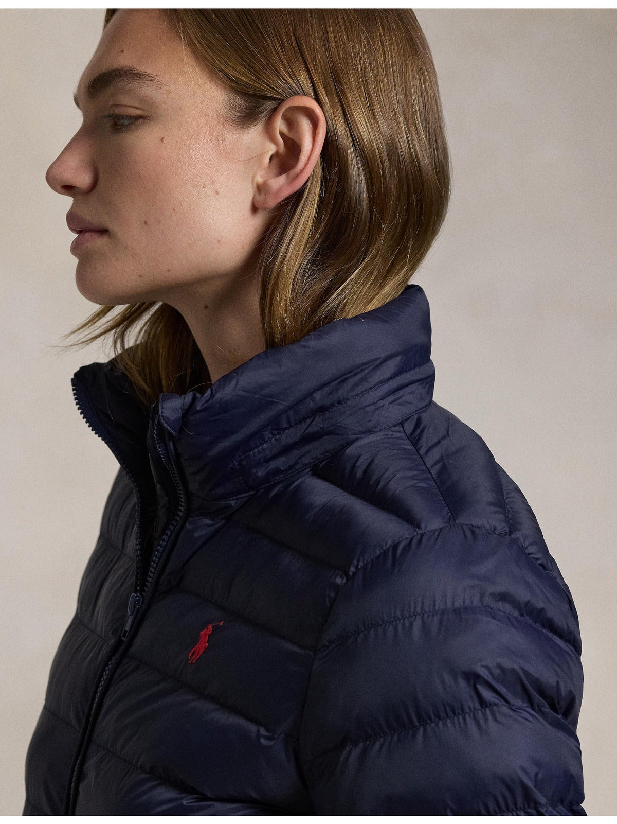 RALPH LAUREN WOMEN Water-Resistant Packable Hooded Jacket Navy