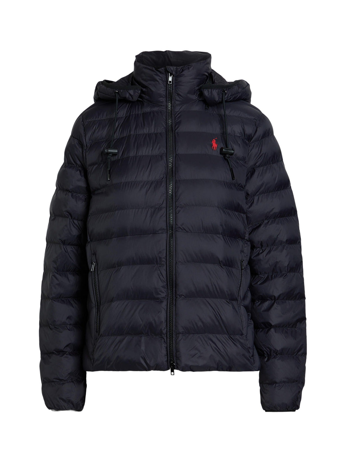 RALPH LAUREN WOMEN Water-Resistant Packable Hooded Jacket Polo Black