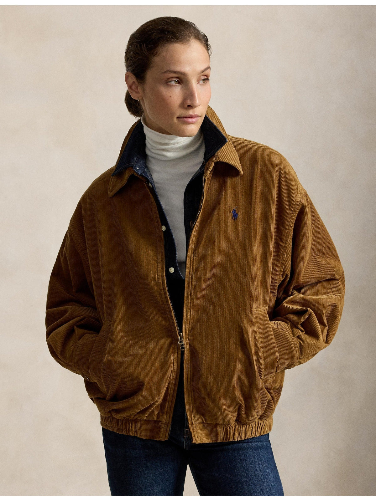 RALPH LAUREN WOMEN Cotton Corduroy Jacket Tan