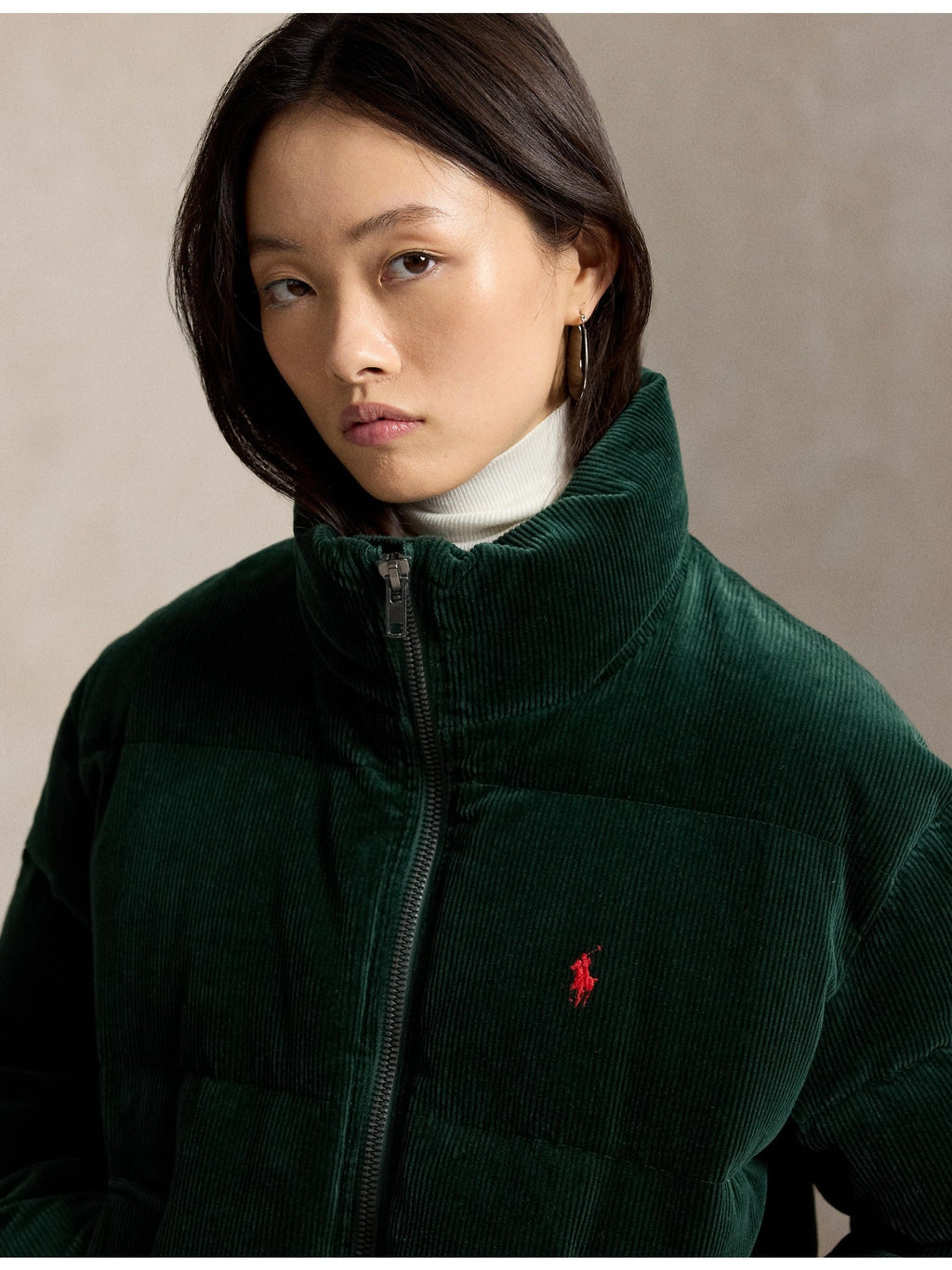 RALPH LAUREN WOMEN Corduroy Down Puffer Jacket Northwest Pine