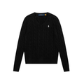 Polo Ralph Lauren Pony Logo Cable‑Knit V‑Neck Sweater, Black Women Long Sleeve Jumper