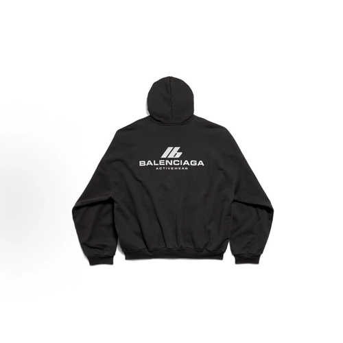 Balenciaga Activewear Logo Hoodie Oversized Unisex Black Sweatshirt