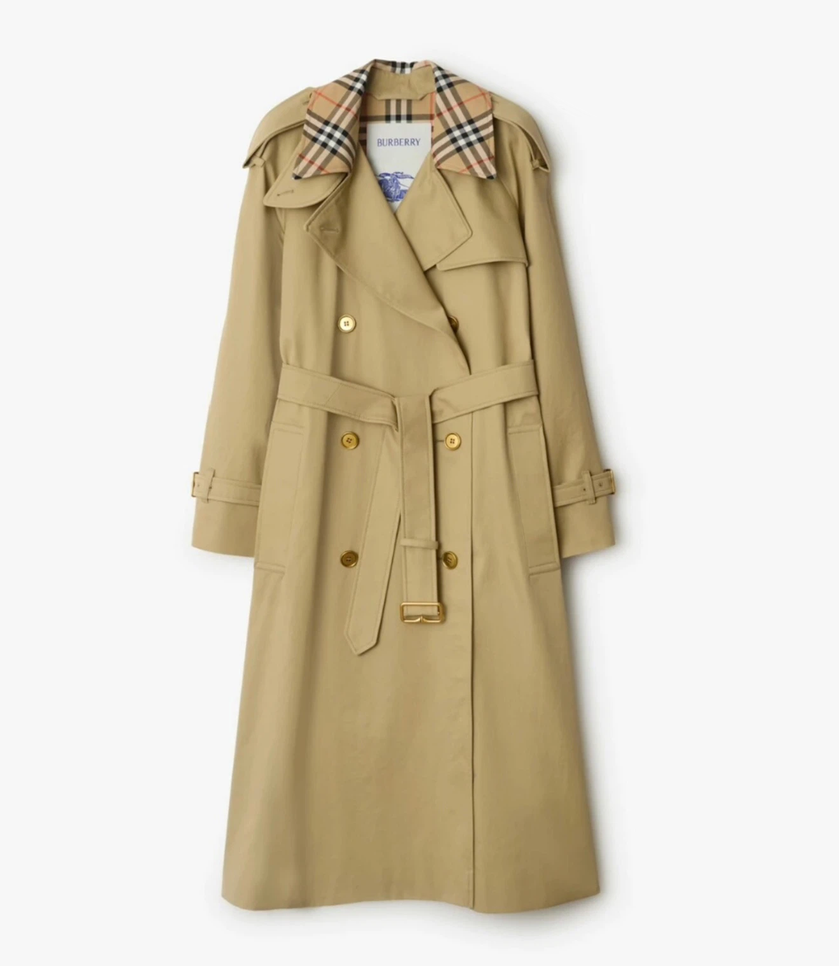 Heritage Edition Long Burberry Trench Coat, Museum Check Lining
