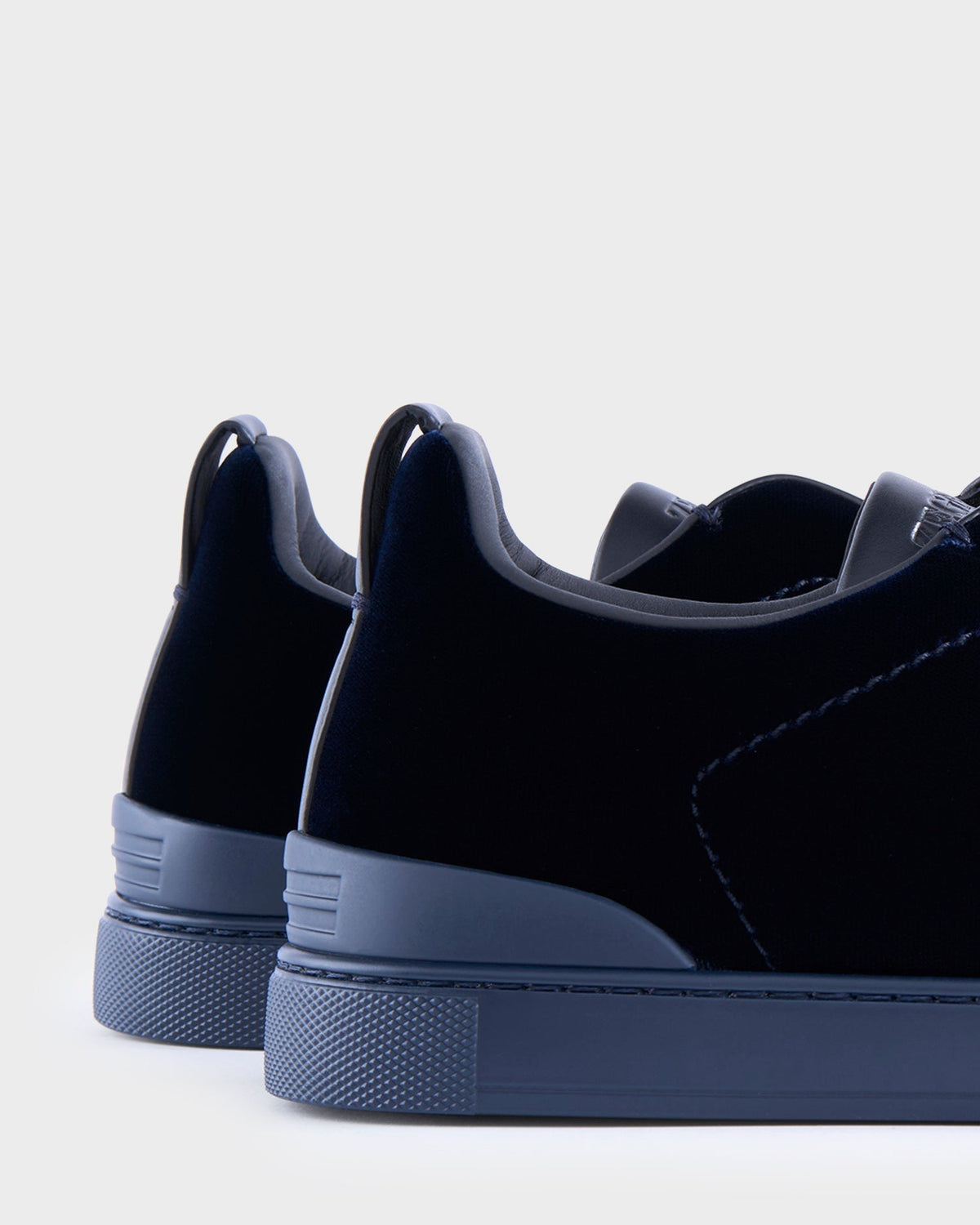 Midnight Blue Velvet Triple Stitch Sneakers