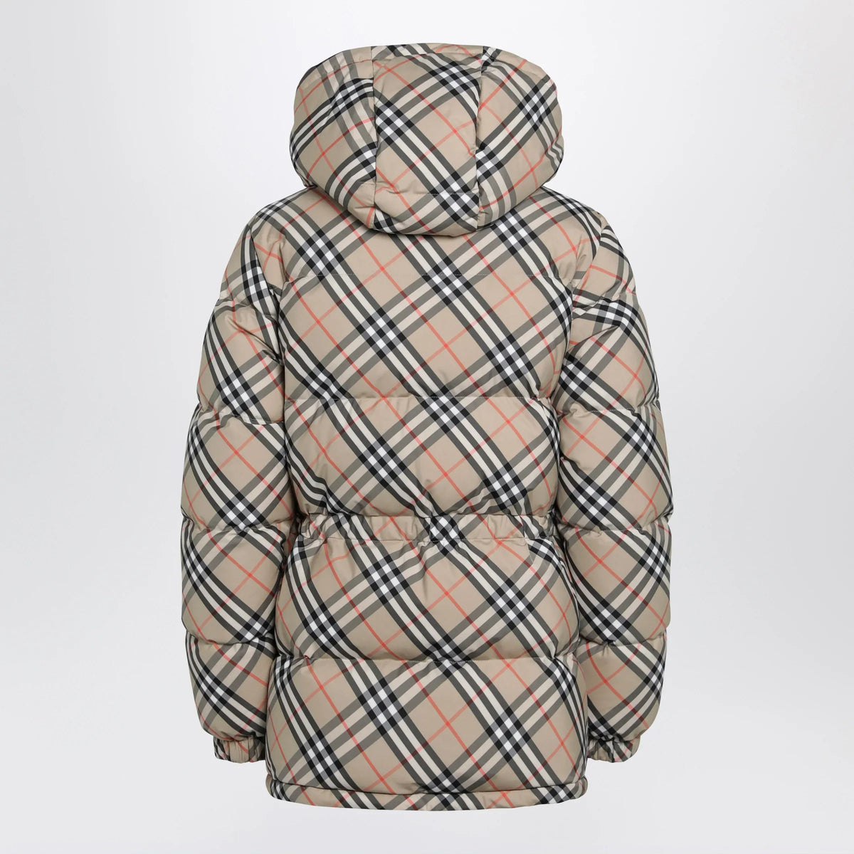 Burberry - Hooded check nylon puffer jacket in sand